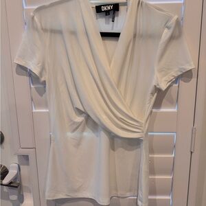 DKNY Women's White Drape Blouse